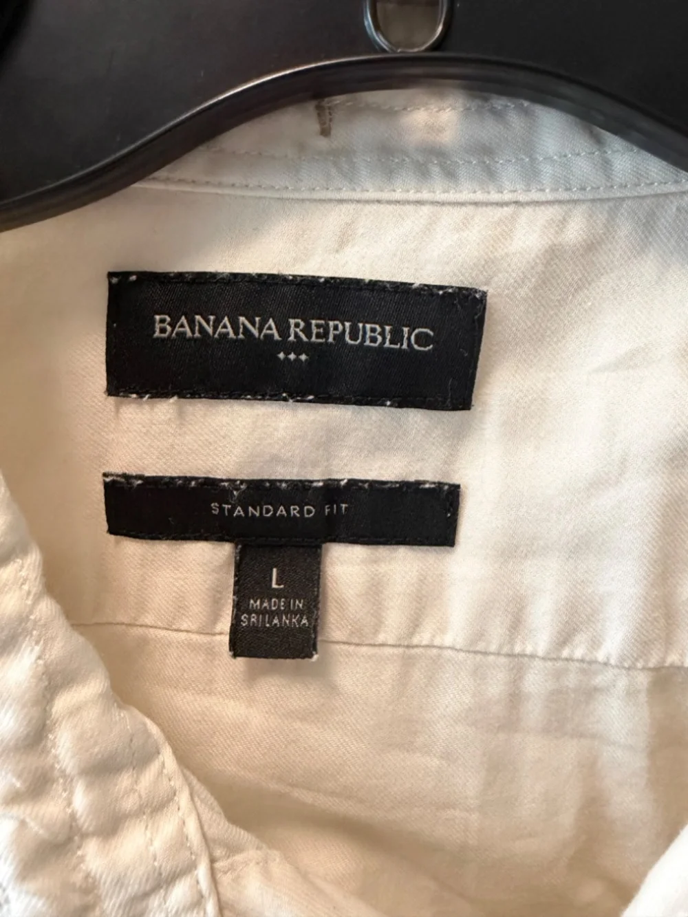 Banana Republic Standard Fit Linen Blend Button Down Shirt Cream Off White Men L